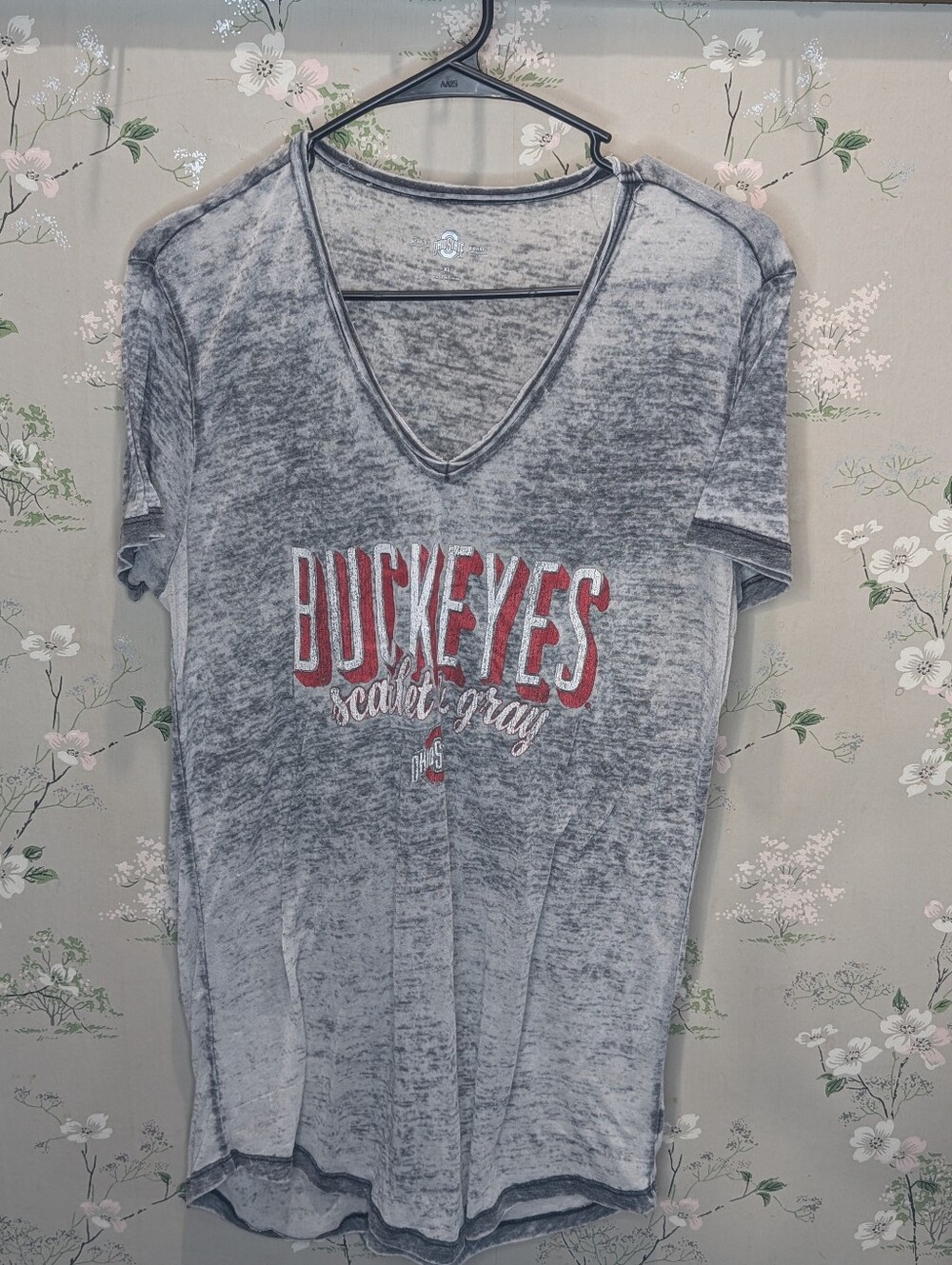 Ohio State Buckeyes Burnout V neck Tshirt
